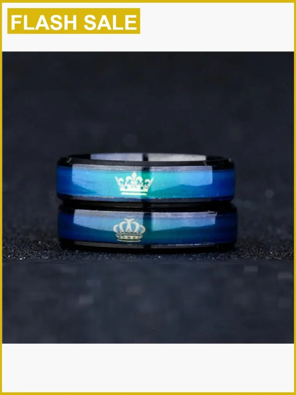 Mood Ring Color Changing Stainless Steel Her King His Queen Promise Ring Couple